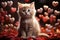 Pawsitively adorable A sweet kitten nestled with a heart radiating love