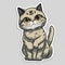 Pawsome Whiskers: Cartoon Sticker of an Irresistibly Cute Japanese Bobtail Cat