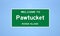 Pawtucket, Rhode Island city limit sign. Town sign from the USA.