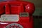 Pay phone, red public phone, Japan.