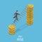 Pay rise flat isometric vector concept.