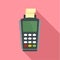 Pay by terminal money icon, flat style