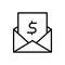 Paycheck Logo outline icon. Banking checkbook template or cheque book and financial transfers