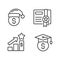 Paying bonuses to employees pixel perfect linear icons set