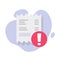 Payment bill late due expired notice icon vector or pay fraud reminder notification warning alert graphic, receipt with past