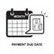 Payment due date icon,bill pay payment plan concept, pay bill deadline reminder.