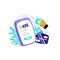 Payment Gateway Icon Illustration vector for transaction, smartphone, check, money, coin, concept on financial finance, marketplac