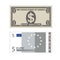 Payment icons, five euro and one dollar symbol, finance