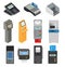 Payment machine vector pos banking terminal for credit card to pay atm bank system machining for paying cardreader in