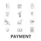 Payment, pay, money, credit card, online bill, salary, shop, invoice line icons. Editable strokes. Flat design vector