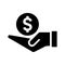 Payment, pay out, spend money icon. Black vector graphics