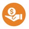 Payment, pay out, spend money icon. Orange color vector EPS