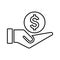 Payment, pay out, spend money outline icon. Line art vector