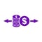 Payment, purchase, shopping, spend money icon. Violet vector design.