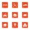 Payment resource icons set, grunge style