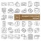 Payment types thin line icon set, money symbols collection, vector sketches, logo illustrations, finance signs outline