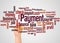 Payment word cloud and hand with marker concept