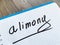 Payments alimony. White envelope with sign alimony and money.