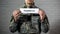 Payments word written on sign in hands of male soldier, veterans support, aid