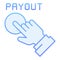 Payout button flat icon. Hand and pay button blue icons in trendy flat style. Payment gradient style design, designed