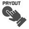 Payout button solid icon. Hand and pay button vector illustration isolated on white. Payment glyph style design