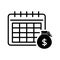 Payout schedule vector icon.  Financial calendar sign. Salary date symbol. Charging money logo.