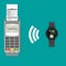Paypass with smartwatch. Vector transaction contactless wireless