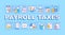 Payroll taxes word concepts blue banner