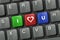 PC keyboard with three love keys
