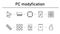 PC modification simple concept icons set