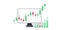 PC monitor with candlestick chart on screen and bar graph. Stock market and cryptocurrencies trading platform