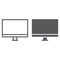 Pc monitor line and glyph icon, electronic
