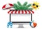 PC Monitor Red Awning Palms Sun Sunshade Flip-Flops