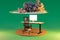 pc office workplace on infinite background with cloud over head workload stress burnout concept 3D Illustration