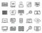 Pc testing software icons set, outline style