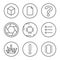 PCB development icons set. Microcircuit, documentation, testing, and photo line icons