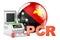 PCR test for COVID-19 in Papua New Guinea, concept. PCR thermal cycler with Papuan New Guinean flag, 3D rendering