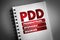 PDD - Premenstrual Dysphoric Disorder acronym on notepad, medical concept background