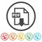 PDF digital document file format flat vector icon, Vector pdf download symbol, 6 Colors Included