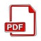 PDF icon. Downloads pdf document. Vector colored icon cartoon style on white isolated background