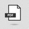 PDF simple vector icon on transparent background. Loading. Format file. Download file