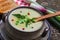 Pea, nettle and onion cream soup