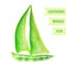 Pea ship. Watercolor green peas. Hand drawn watercolor painting on white background, vector illustration.