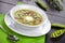 Pea soup with prosciutto