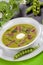 Pea soup with prosciutto