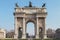 Peace arch, Sempione park and Sforzesco Castle in Milan.