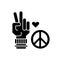 Peace black glyph icon