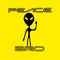 Peace BRO funny slogan, Alien hand drawn graphics vector on yellow background.