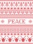 Peace Christmas vector pattern with Scandinavian Nordic festive winter pastern in cross stitch with heart, snowflake, Christmas
