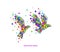 Peace concept, pigeon created from the small colored parts, bird emotions icons multicolored isolated,